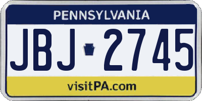 PA license plate JBJ2745