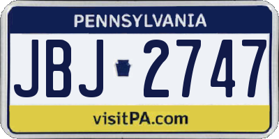 PA license plate JBJ2747
