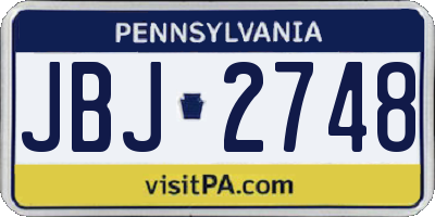 PA license plate JBJ2748