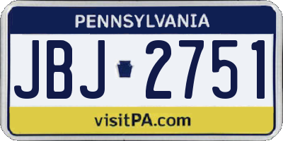 PA license plate JBJ2751