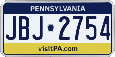 PA license plate JBJ2754