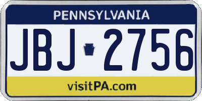 PA license plate JBJ2756