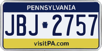 PA license plate JBJ2757