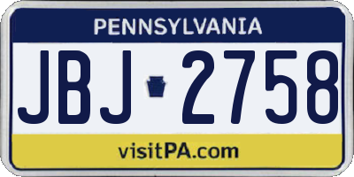 PA license plate JBJ2758