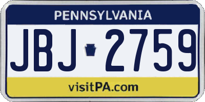 PA license plate JBJ2759