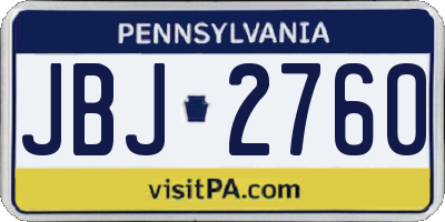 PA license plate JBJ2760