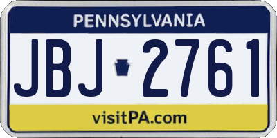 PA license plate JBJ2761