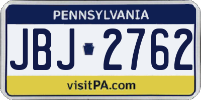 PA license plate JBJ2762