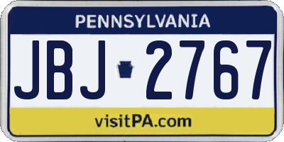 PA license plate JBJ2767