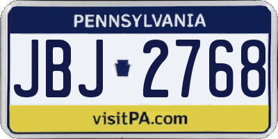 PA license plate JBJ2768
