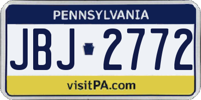 PA license plate JBJ2772