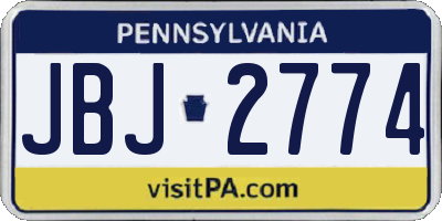 PA license plate JBJ2774