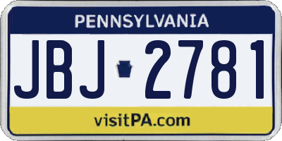 PA license plate JBJ2781