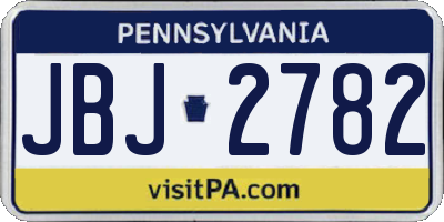 PA license plate JBJ2782