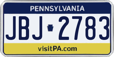 PA license plate JBJ2783