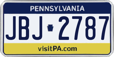 PA license plate JBJ2787