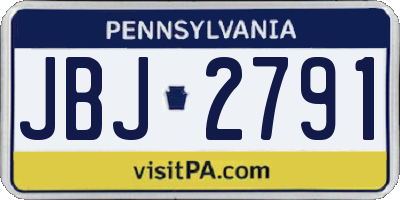 PA license plate JBJ2791