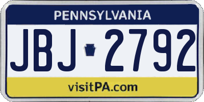 PA license plate JBJ2792