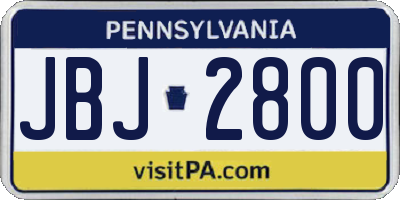 PA license plate JBJ2800