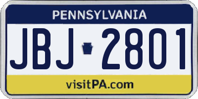 PA license plate JBJ2801