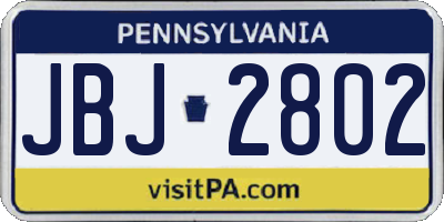 PA license plate JBJ2802