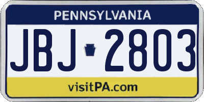 PA license plate JBJ2803