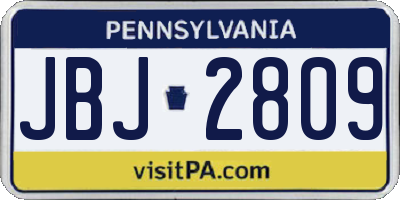 PA license plate JBJ2809