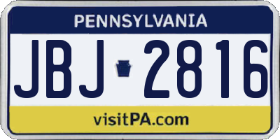 PA license plate JBJ2816