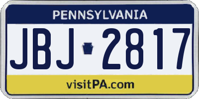 PA license plate JBJ2817