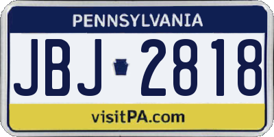 PA license plate JBJ2818