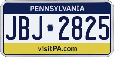 PA license plate JBJ2825