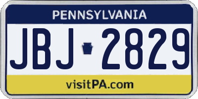 PA license plate JBJ2829