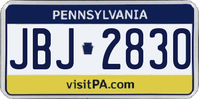 PA license plate JBJ2830