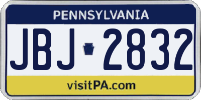 PA license plate JBJ2832