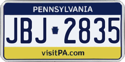 PA license plate JBJ2835