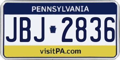 PA license plate JBJ2836