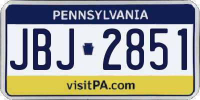 PA license plate JBJ2851