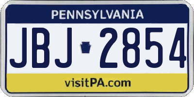 PA license plate JBJ2854