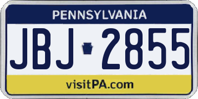 PA license plate JBJ2855
