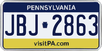 PA license plate JBJ2863