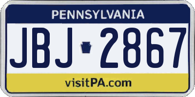 PA license plate JBJ2867