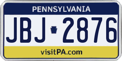 PA license plate JBJ2876