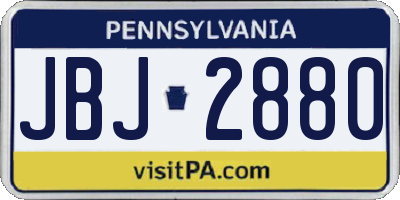 PA license plate JBJ2880