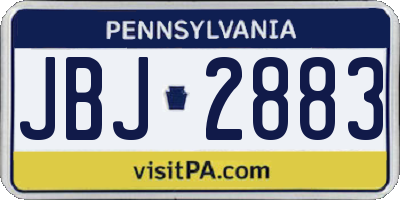 PA license plate JBJ2883