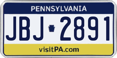 PA license plate JBJ2891