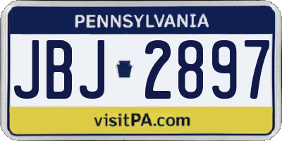 PA license plate JBJ2897