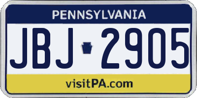 PA license plate JBJ2905