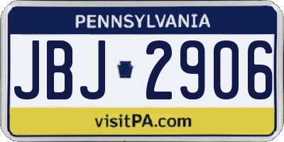 PA license plate JBJ2906