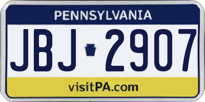 PA license plate JBJ2907