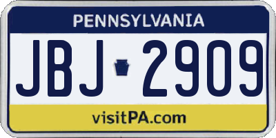 PA license plate JBJ2909